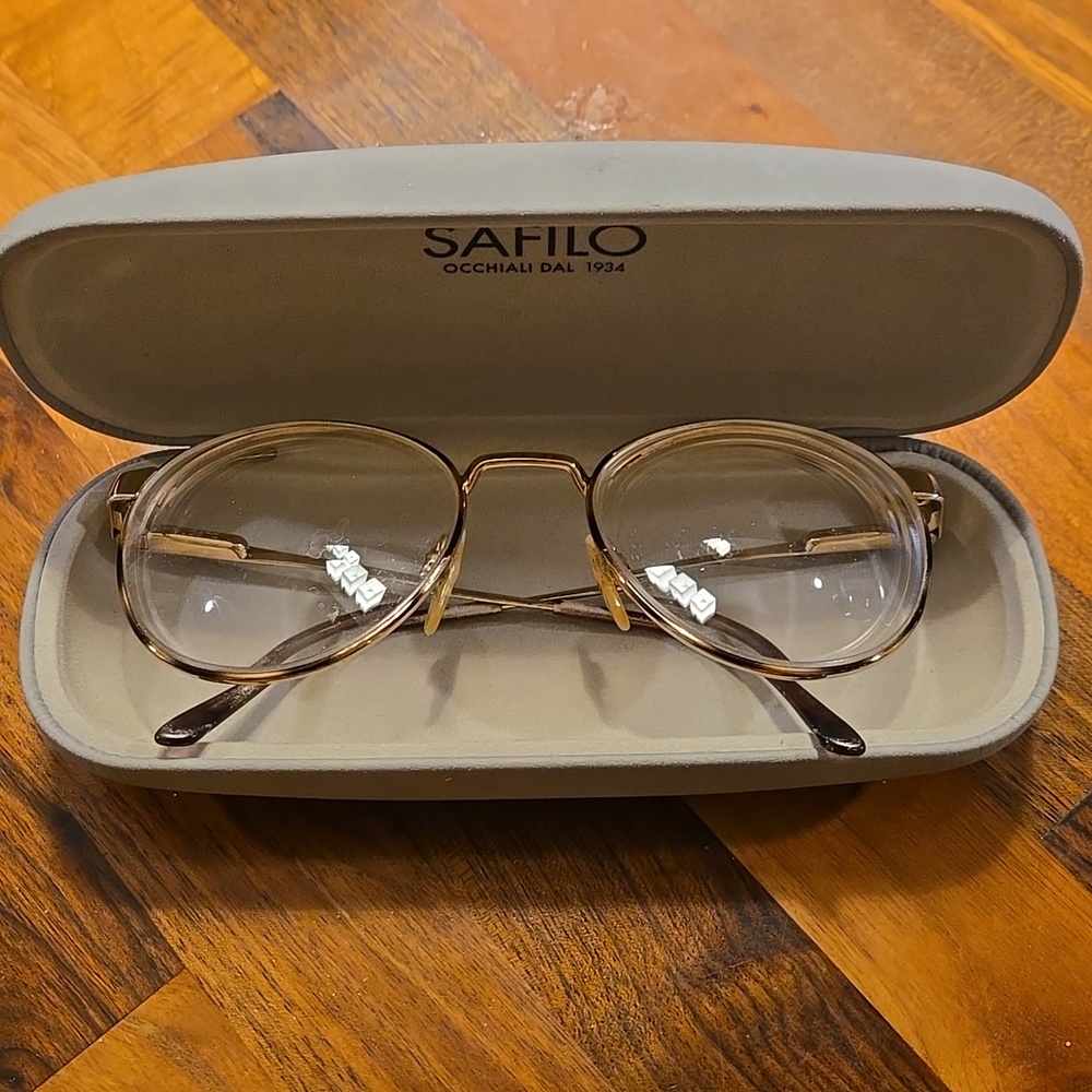 Vintage Safilo Elasta Gold Round Frames with Original Case - Made in Italy​